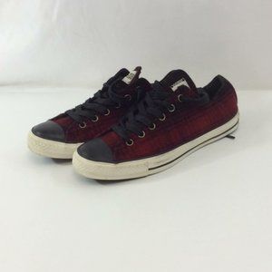 Converse All Star  Sneakers Red Plaid Tartan Pattern Mens 8 Womens 10